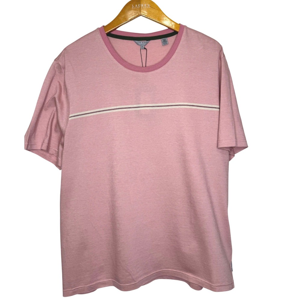 Ted Baker T Shirt Pink Stripe New Size 6 (XXL)